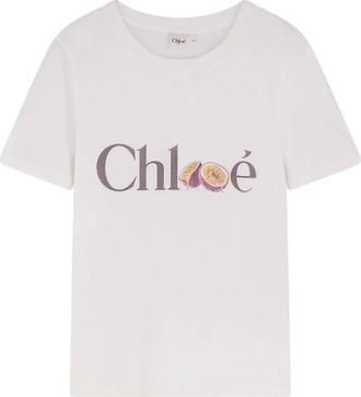 Chlo&eacute; Baby Fit Logo T-Shirt - Dames - T-shirts - Wit - M - Katoen - Tops