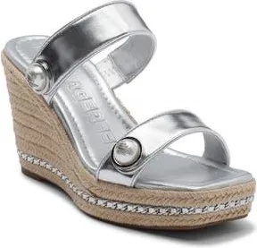 Karl Lagerfeld Carsen Wedge Espadrille Sandal in Silver at Nordstrom Rack, Size 6.5