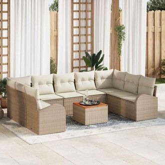 vidaXL Conjunto De Sof&aacute; De Jard&iacute;n 10 Pcs Beige, Blanco Vidaxl