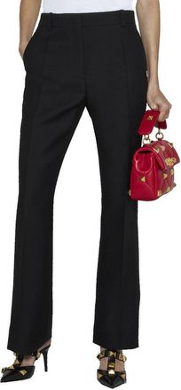 Valentino Womens Black Silk Flared Pants