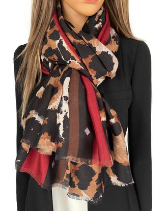 The Accessory Co. Large Snakeskin Scarf for Women - Leopard Print Block Design - Lightweight Animal Print Shawl Wrap - Stylish Neck Scarf for Women