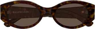 Balenciaga Nano Round AF Zonnebril - Dames - Zonnebrillen - Bruin - 53 MM - Nylon - Accessoires