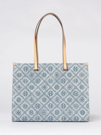 Tory Burch Borsa T Monogram Tory Burch in denim di cotone jacquard
