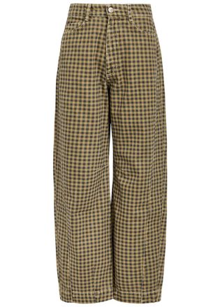 Damson Madder Felix Checked Barrel-leg Jeans - Navy - 32 (W32 / UK14-16 / L)