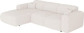 Vente-Unique Gran sof&aacute; cama rinconera izquierda en tela boucl&eacute; blanco POGNI de Maison C&eacute;phy
