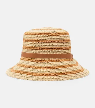 Valentino Gorro de pescador de rafia a rayas con VLogo