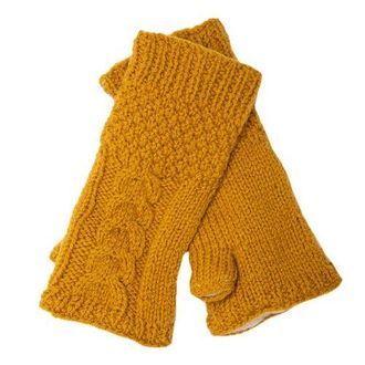 Nirvanna Designs Cable Handwarmers in Honey at Nordstrom