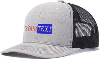 Generic Custom Hat Personalized Mesh Visor Baseball Hat Custom Embroidered Logo Name Word Women Men 112 Trucker Hat Grey Black