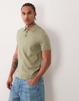 Selected Polo in maglia di 100% cotone verde