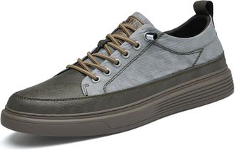 Generic Mens Fashion Sneakers Leather Slip on Dress Sneakers Plus Size Retro Simple Casual Shoes for Men (Khaki,11.5)