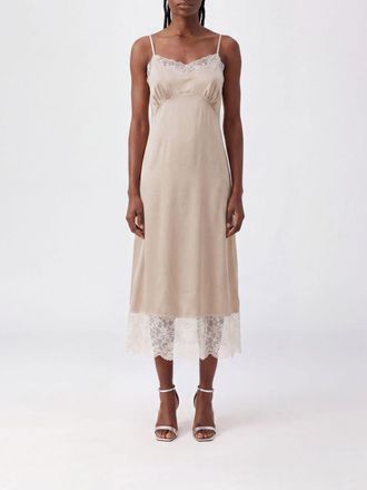 Simone Rocha Satin Midi Slip Dress with Embroidered Lace Details
