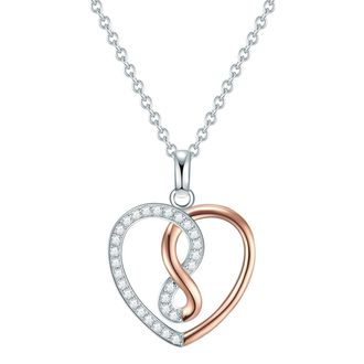Rafaela Donata Womens Necklace with pendant sterling silver bicolor zirconia white - Silver & Rose Gold - Size 40cm