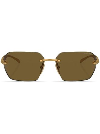 Prada Occhiali da sole con logo inciso - Oro