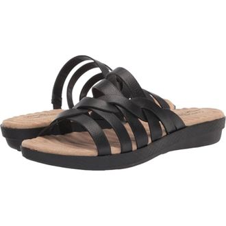 Easy Street Womens Easy Street Sheri Sandals Black Faux Leather Slip On Slides HTAT204