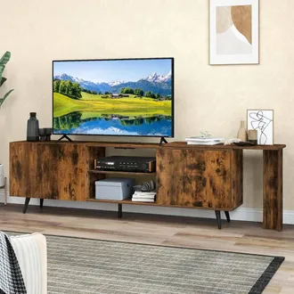 Costway Costway Industrial 55 TV Stand Wooden Entertainment Center in Brown