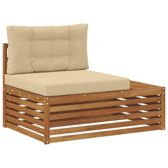 vidaXL Sof&aacute; Modular De Exterior Con Coj&iacute;n 3 Pieza Natural Y Beige Vidaxl