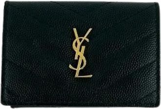 Saint Laurent Pre-owned Wallets, female, Black, Size: ONE SIZE Pre-owned Leather Trifold Wallet