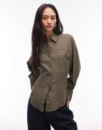 & Other Stories Camicia stretta in vita color verde scuro