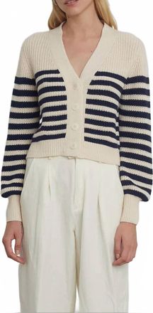 Eleven Six Isla Cardigan In Ivory/navy Stripe