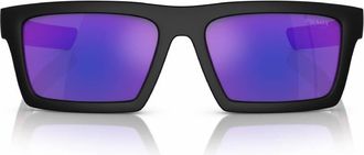 Prada Blue Mirror Violet Rectangular Mens Sunglasses PS 02ZSU 1BO05U 58