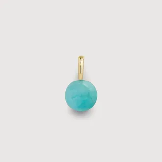 Monica Vinader Gold YG Round Gemstone Pendant Charm Amazonite