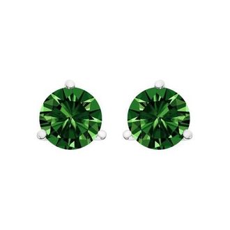 House of Brilliance 14K Gold 1 1/2 Cttw 3-Prong Martini Set Lab Grown Green Diamond Solitaire Stud Earrings in White at Nordstrom