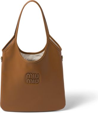 Miu Miu Ivy Leather Bag, Woman, Cognac