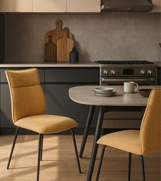 Home Heavenly Pack de 2 sillas con trasera s&iacute;mil napa color mostaza 95 x 65 x 45 cm