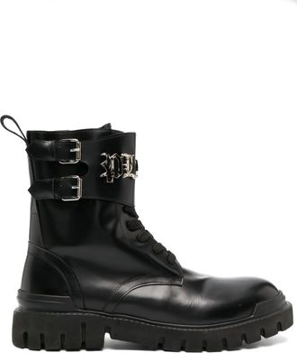 Philipp Plein Gothic Plein leather ankle boots - men - Calf Leather/Calf Leather/Rubber - 40 - Black