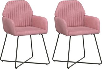 vidaXL Sillas De Comedor 2 Uds. Terciopelo Rosa 55 X 50 X 84 Cm Vidaxl