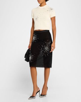 Des_Phemmes Embroidered Chunky Knit Crop Top