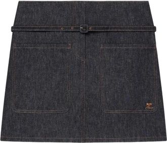 Courr&egrave;ges Two Pockets Denim Skirt - Dames - Rokken - Grijs - Maat: W27 Denim