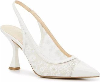 Jessica Simpson Womens Jessica Simpson Fiomina Pump White Pointed Toe Slingback GAL1269