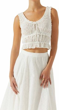 Astr Smocked Sleeveless Blouse In White