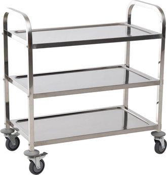 HOMCOM Carro De Cocina Carrito Auxiliar Con Ruedas Isla De Cocina 3 Nivel De Acero