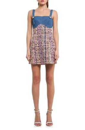 endless rose Tweed Square Neck Shift Dress in Pink Multi at Nordstrom Rack, Size X-Small