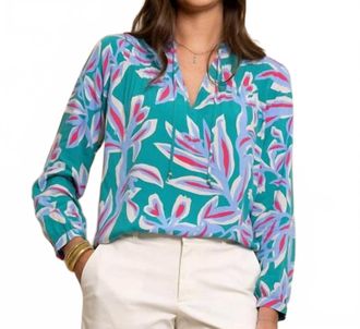 Southern Tide Bonni Vintage Gardens Blouse In Spruce Shade
