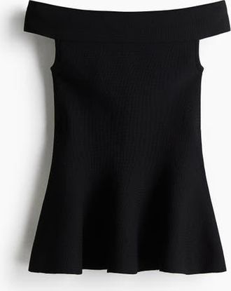 H&M Off-the-shoulder Peplum Top in Black at Nordstrom, Size Xx-Large