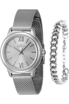 Invicta Angel 48249 Dames Horloge - Quartz Uurwerk - Roestvrij Staal met zilveren Wijzerplaat - 30mm