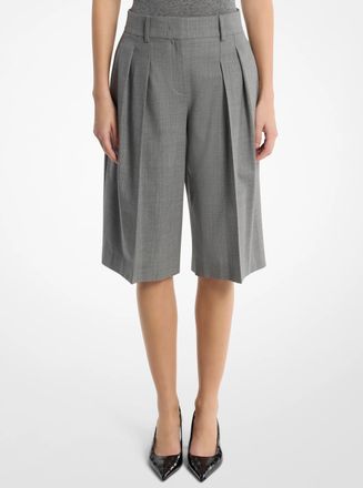 Michael Kors Pleated Wool Blend Trouser Shorts