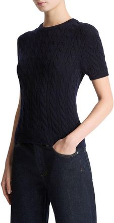 Vince Wool & Cashmere-Blend Cable T-Shirt
