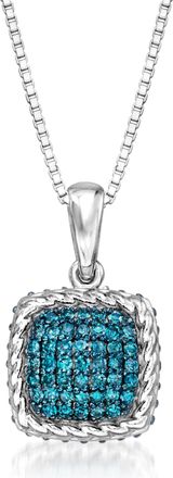 Ross-Simons Blue Diamond Pendant Necklace in Sterling Silver