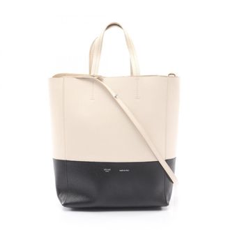 Celine Black White Leather Handbag Tote Bag (Pre-Owned)