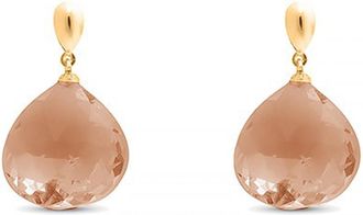 Luxenter zoqoyi oorbellen in 925 sterling zilver en hydrothermale rookkwarts met 18K vergulde afwerking
