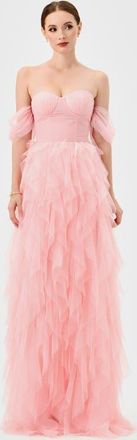 Bariano Lili Off Shoulder Ruffle Gown in Pink at Nordstrom, Size 10