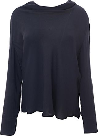 Valentino Garavani Womens Scarf Detail Cowl Neck Ls Georgette Top in Black - Size 16 UK