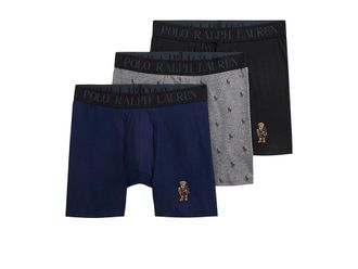 Polo Ralph Lauren Bear Boxer Brief 3-Pack Mens Underwear Cruise Navy/Charcoal Heather Polo Black AOPP/Polo Black : SM, Cotton/Modal/Spandex