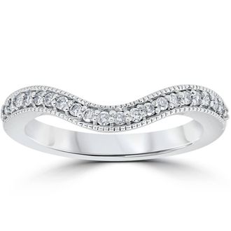 Pompeii3 1/5ct Curved Diamond Wedding Band 14K White Gold Size Selectable