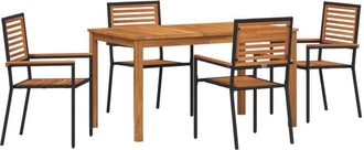 vidaXL Vidaxl - Garden Dining Set 5 pcs Black Poly rattan