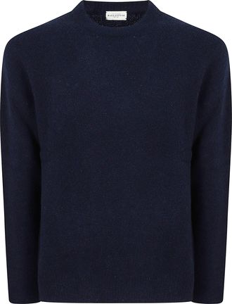 Ballantyne Crewneck Wool Sweater with Ribbed Details and Diamond Signature